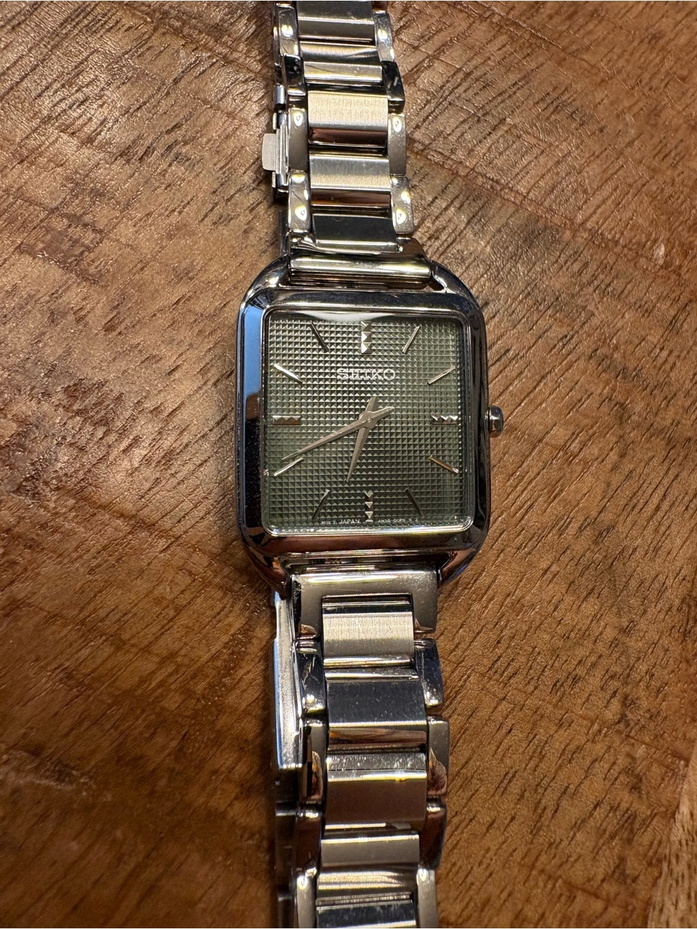 Seiko Silver Bracelet Watch with Green Dial